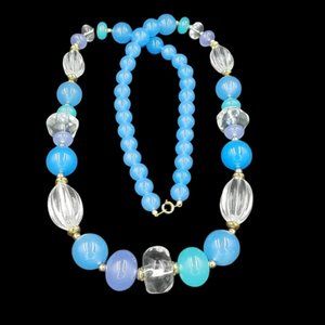 Vintage Trifari Chunky Blue  Lucite Necklace